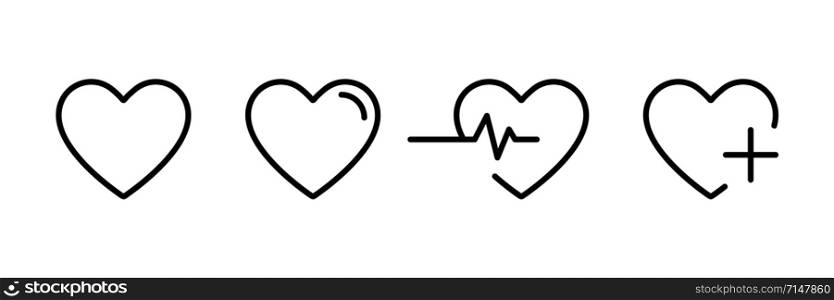 Heart icon in linear design isolated vector signs. Medicine concept. Medical health care. Love passion concept. Heart shape. Romantic design. EPS 10. Heart icon in linear design isolated vector signs. Medicine concept. Medical health care. Love passion concept. Heart shape. Romantic design.