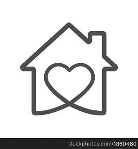 heart icon in the house. Vector illustration for websites and applications, for creative design. Flat style.