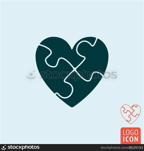 Heart icon isolated. Heart icon. Heart symbol. Heart puzzle jigsaw icon isolated. Vector illustration