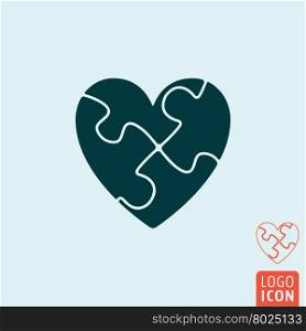 Heart icon isolated. Heart icon. Heart symbol. Heart puzzle jigsaw icon isolated. Vector illustration