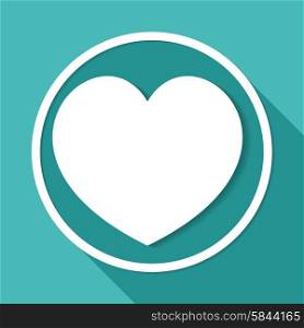 heart icon on white circle with a long shadow