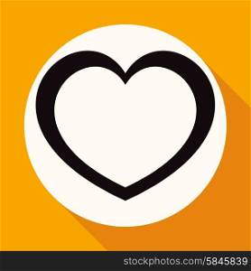 heart icon on white circle with a long shadow