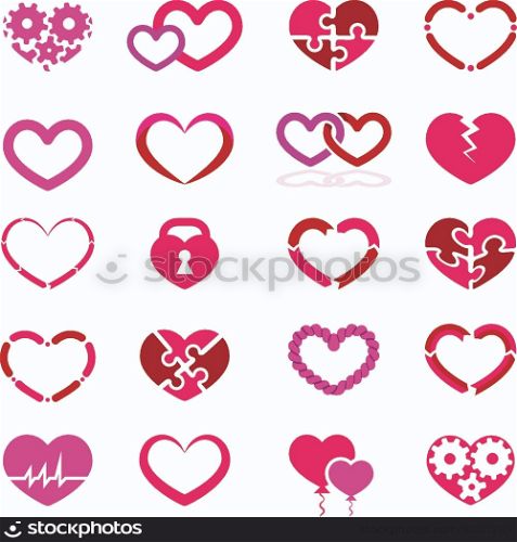 Heart icon set illustration on white background