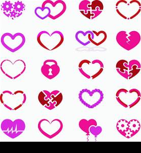 Heart icon set illustration on white background