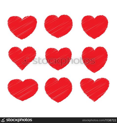 Heart icon set vector isolated on white background