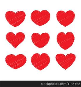 Heart icon set vector isolated on white background