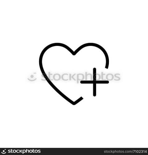 Heart icon with plus isolated social networ sign like favourite for websites application and other. EPS 10. Heart icon with plus isolated social networ sign like favourite for websites application and other.