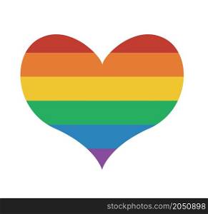 Heart icon with rainbow flag Valentine day symbol