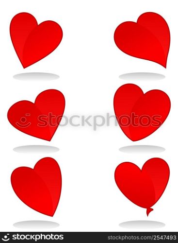 Heart icon2. Set of icons of red hearts. A vector illustration