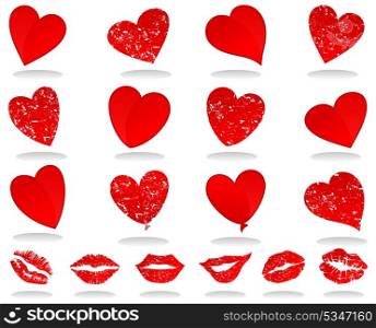 Heart icon3. Set of icons of red hearts. A vector illustration