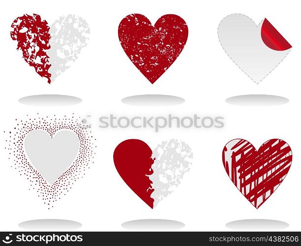 Heart icon6. Set of icons of red hearts. A vector illustration