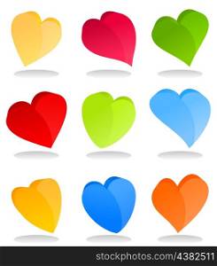 Heart icon9. Icons of hearts on a grey background. A vector illustration