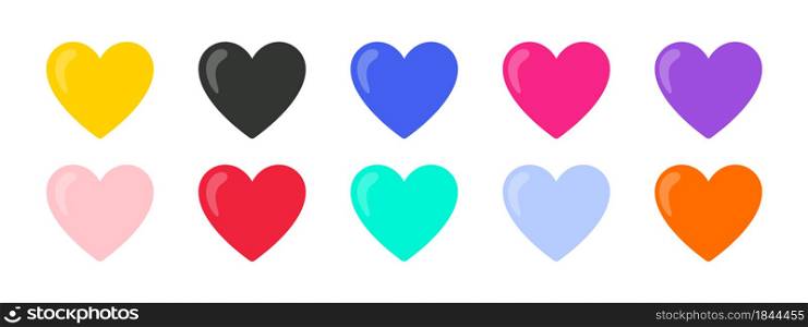 Heart icons. Hearts of different colors. Vector hearts set. Vector illustration