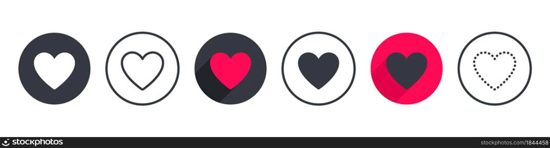 Heart icons. Hearts of different styles and types. Vector hearts set. Vector illustration