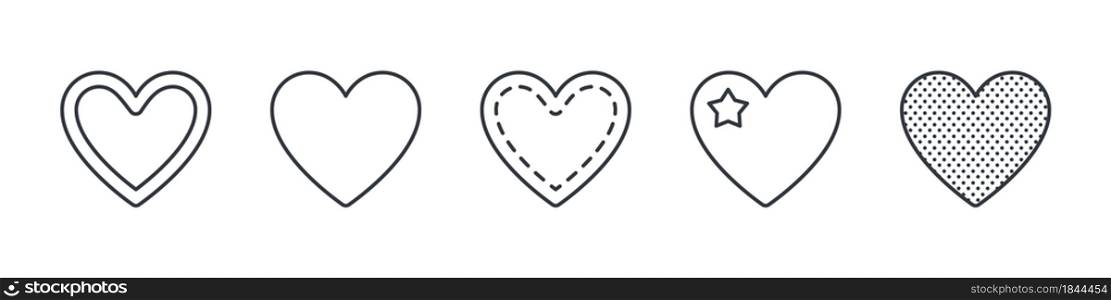 Heart icons. Linear heart icons. Vector hearts set. Vector illustration