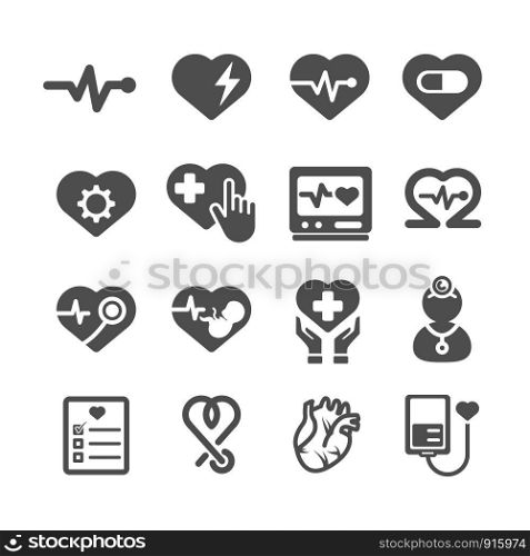 Heart icons. Medical and Healthcare concept. Glyph and outlines stroke icons theme. Sign and Symbol theme. Vector illustration graphic design collection set