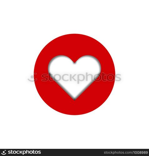 heart in a circle with shadow inside, vector. heart in a circle with shadow inside