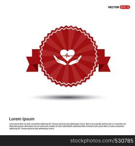 Heart in hand icon - Red Ribbon banner