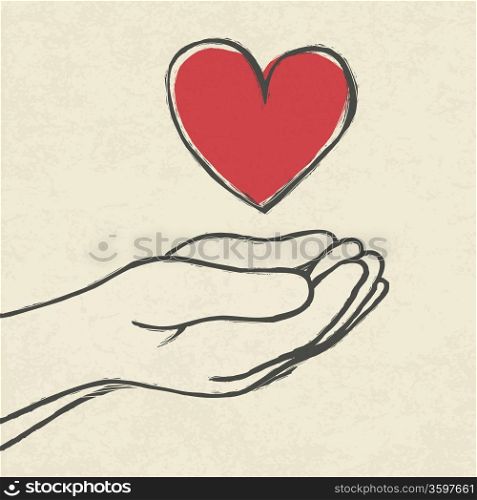 Heart in hands.