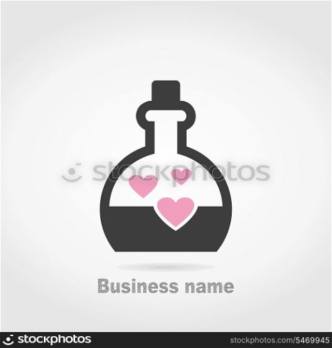 Heart in inside flasks. A vector illustration