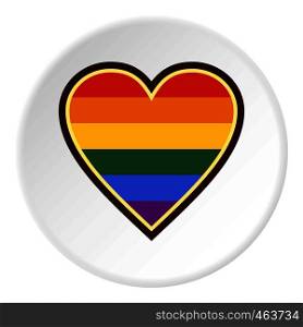 Heart in LGBT color icon in flat circle isolated vector illustration for web. Heart in LGBT color icon circle