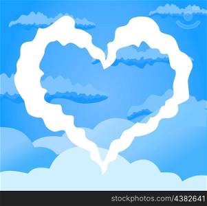 Heart in the sky. White heart against the sky. A vector illustration