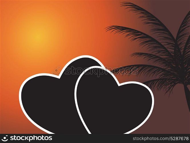 Heart in the sunset. Vector illustration. EPS 10.