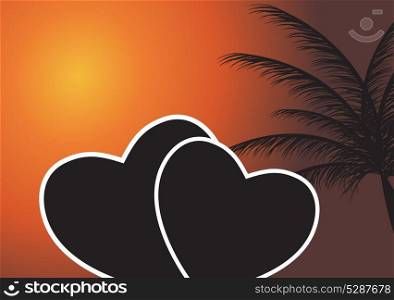 Heart in the sunset. Vector illustration. EPS 10.