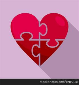 Heart jigsaw icon. Flat illustration of heart jigsaw vector icon for web design. Heart jigsaw icon, flat style