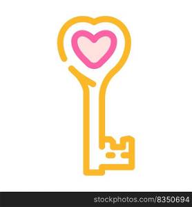 heart key wedding key color icon vector. heart key wedding key sign. isolated symbol illustration. heart key wedding key color icon vector illustration