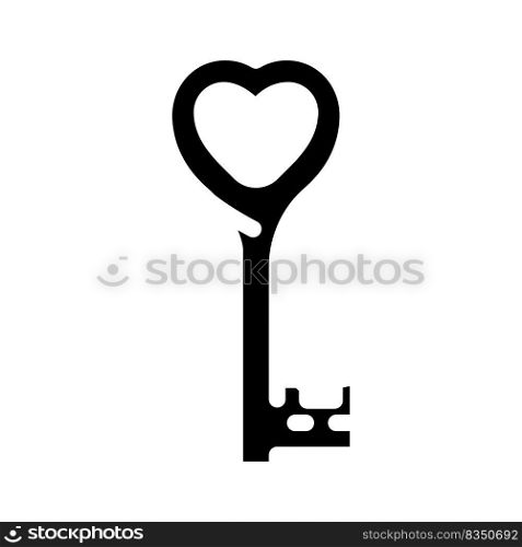 heart key wedding key glyph icon vector. heart key wedding key sign. isolated symbol illustration. heart key wedding key glyph icon vector illustration
