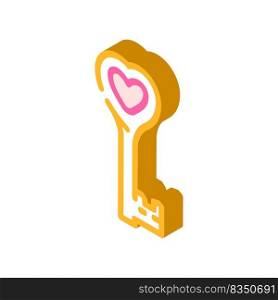 heart key wedding key isometric icon vector. heart key wedding key sign. isolated symbol illustration. heart key wedding key isometric icon vector illustration