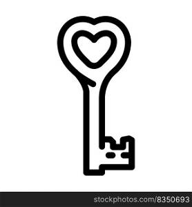 heart key wedding key line icon vector. heart key wedding key sign. isolated contour symbol black illustration. heart key wedding key line icon vector illustration