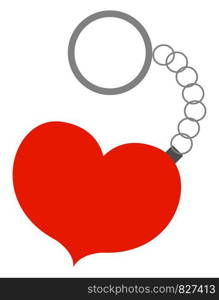 Heart keychain, illustration, vector on white background.