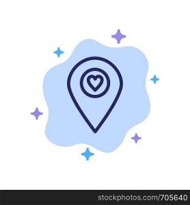 Heart, Location, Map, Pointer Blue Icon on Abstract Cloud Background