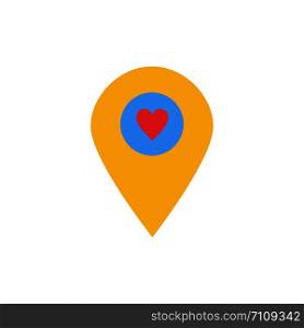 Heart, Location, Map, Pointer Flat Color Icon. Vector icon banner Template
