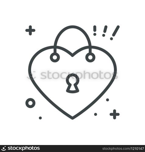 Heart lock line icon. Love sign and symbol. Love, couple, relationship, dating, wedding, holiday, romantic amour tattoo theme. Heart shape