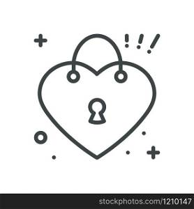 Heart lock line icon. Love sign and symbol. Love, couple, relationship, dating, wedding, holiday, romantic amour tattoo theme. Heart shape