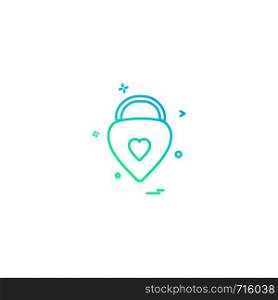 heart lock safe keyhole icon vector design