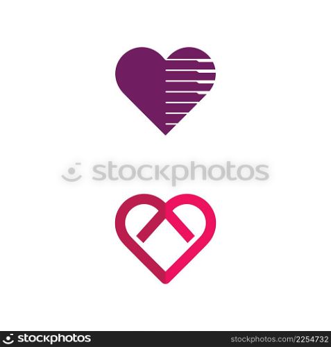 Heart logo and Beauty Love Vector icon valentine and romantic illustration design Template symbol