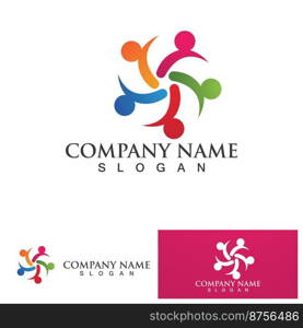 Heart logo and people design, Charity and support vector concept, love and happy life vector illustration.