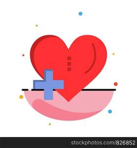 Heart, Love, Add, Plus Abstract Flat Color Icon Template