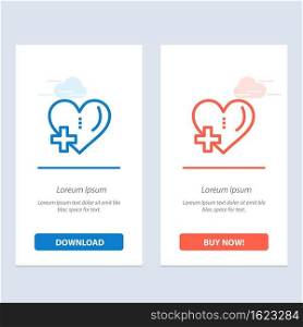 Heart, Love, Add, Plus Blue and Red Download and Buy Now web Widget Card Template