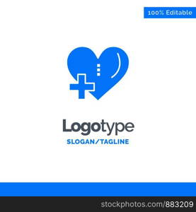 Heart, Love, Add, Plus Blue Business Logo Template