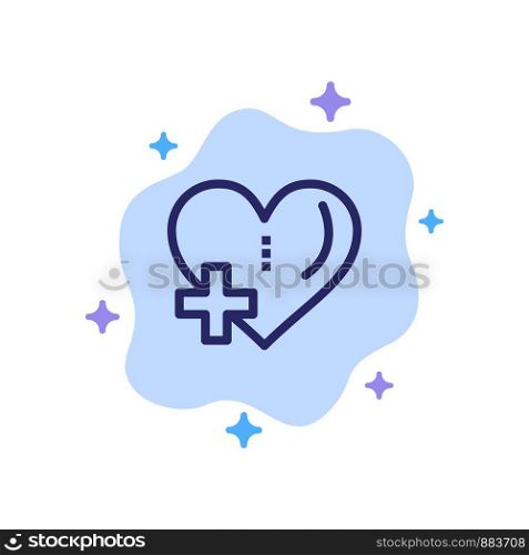 Heart, Love, Add, Plus Blue Icon on Abstract Cloud Background