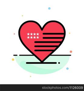 Heart, Love, American, Flag Abstract Flat Color Icon Template