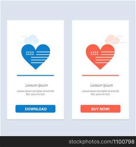 Heart, Love, American, Flag Blue and Red Download and Buy Now web Widget Card Template