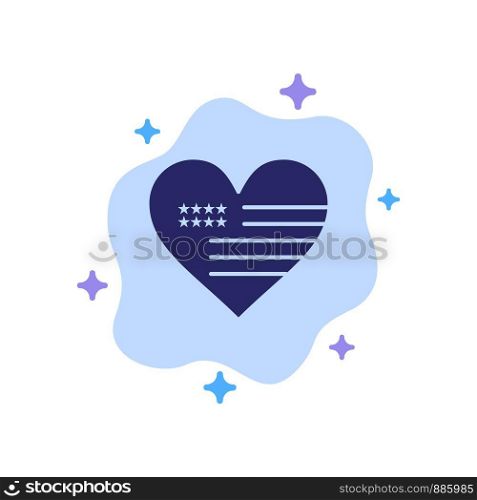 Heart, Love, American, Flag Blue Icon on Abstract Cloud Background