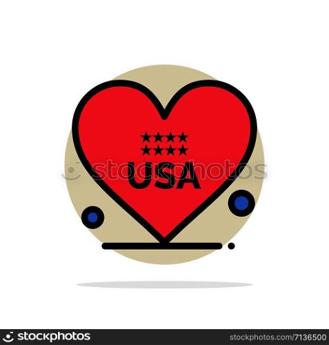 Heart, Love, American, Usa Abstract Circle Background Flat color Icon