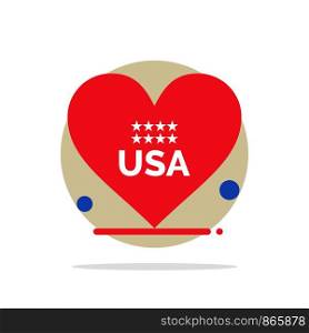 Heart, Love, American, Usa Abstract Circle Background Flat color Icon